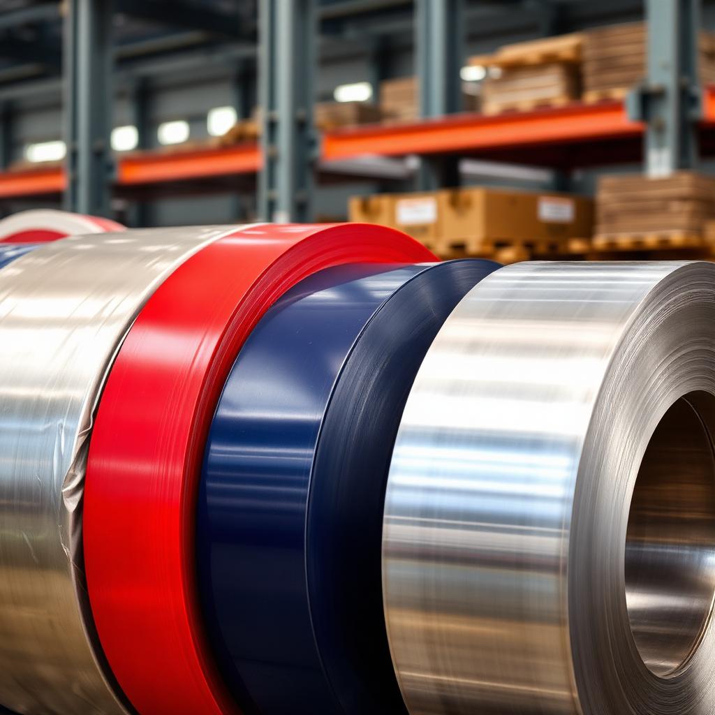 Close-up of GI, PPGI, HR and CR coils exported by Saffron Steel LLC UAE